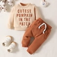 thumbnail image 4 of Durtebeua Toddler Baby Boy Clothes Cute Long Sleeve Sweatshirt Tops and Stretch Pants Fall Winter Outfit Z09-Beige,0-6 Months, 4 of 7