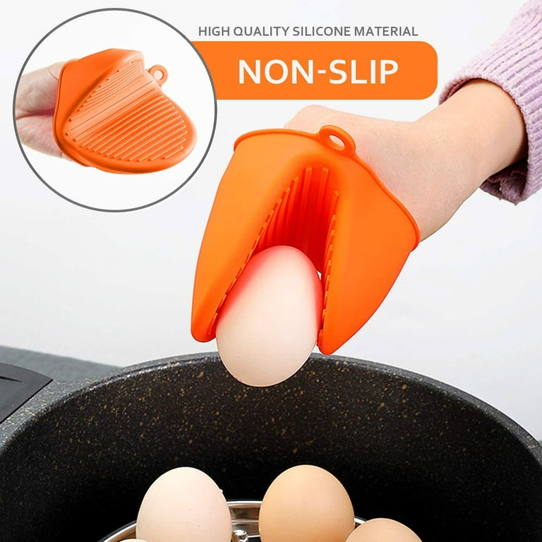 2Pcs Mini Oven Mitts Silicone Gloves Kitchen Hot oven Mitts Heat Resistant  Pot Holders Cute Oven Mitts for Cooking & Protector Orange 