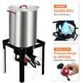 thumbnail image 4 of Turkey Deep Fryer Set – 50K BTU Outdoor Propane – 30QT Aluminum Fryer + 10QT Kit – Igniter, Thermometer & Injector – Seafood Boiler & Baskets – Black + Aluminum, 4 of 6