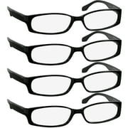 TruVision Readers Unisex Plastic Rectangular Reading Glasses, 4 Pack