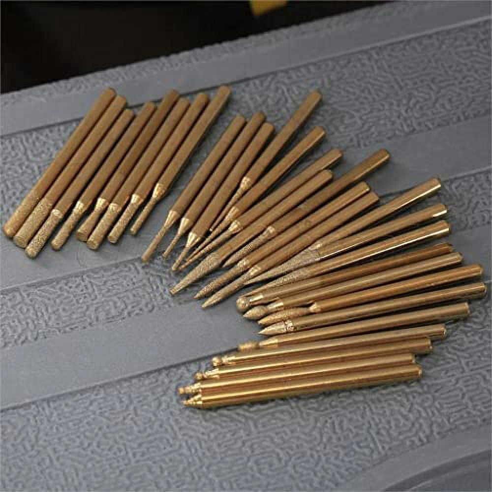 DRILAX Drill Bit Burr Set Diamond Coated Mixed Shapes Compatible with Dremel and Wen 30 Piece 1mm - 2mm - 3mm