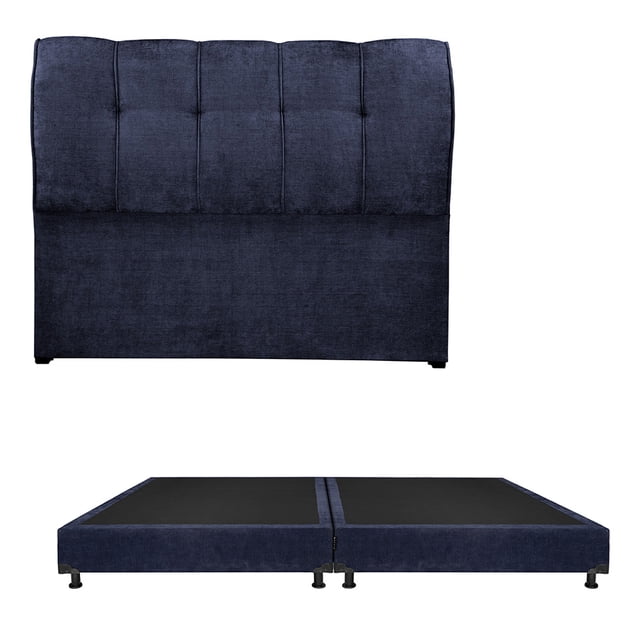 Box Base Cama King Size + Cabecera Kiri Dicasa Azul