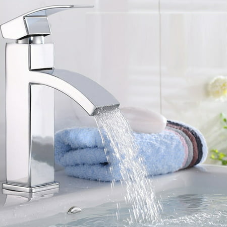 Marsin Waterfall Spout Bathroom Bath Faucet Basin Mixer Sink Tap Single Hole Zinc