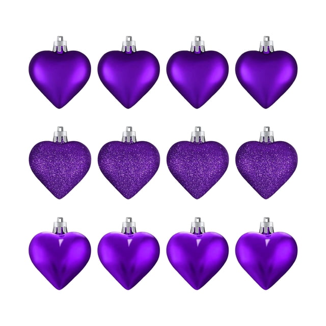 Adornos de San Valentín en forma de corazón, adorno de árbol en forma de corazón, adornos de vidrio soplado para aniversario de bodas de San Valentín, bola de vidrio hecha a mano con acabado mate y b