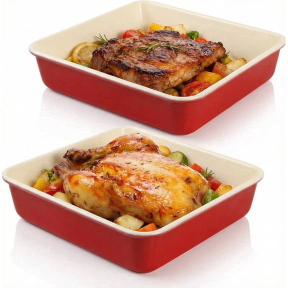 LIMICAR 2 Pack 9 x9 inch Square Cake Pan, Nonstick Heavy-Duty Carbon Steel  Square Baking Pan for Cake Brownie Lasagna, Rust-resistant, Dishwasher Safe & Easy Clean