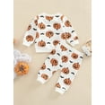 thumbnail image 3 of Newborn Baby Girl Boy Halloween Outfits Long Sleeve Pumpkin Sweatshirt Top Pants Set Cute Fall Winter Clothes, 3 of 8