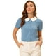 thumbnail image 1 of INSPIRE CHIC Blusa De Manga Corta Para Mujer Con Cuello Peter Pan En Contraste Negro M INSPIRE CHIC Camisa, 1 of 5