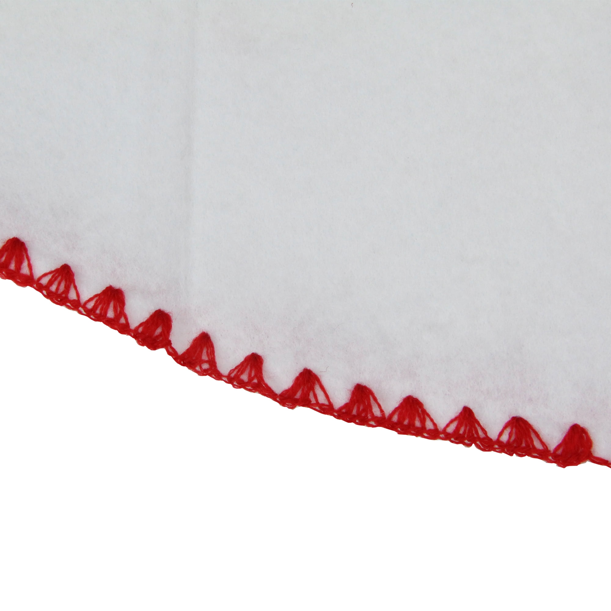 26" Christmas Traditions Winter White with Red Shell Stitching Mini Christmas Tree Skirt
