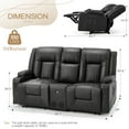 thumbnail image 4 of YODOLLA Loveseat Recliners with Console&Bluetooth Speakers, Recliner Chair Reclining Sofa with USB Ports&4 Cup Holders, 2 Side Pockets Wall Hugger Recliner Home Theater Seating, Fuax Leather, Black, 4 of 9