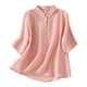 thumbnail image 2 of mfyjkho Tops Elegantes Para Mujer, Blusa De Moda Para Mujer De Lino Sintético De Color Liso Con Mangas Cinco Cuartos Y Cuello Vuelto Tops Para Hacer Ejercicio M, 2 of 8