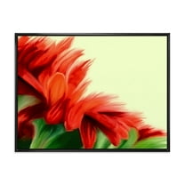 Designart 'Red Floral Brush Strokes On Green' Traditional Framed Canvas Wall Art Print