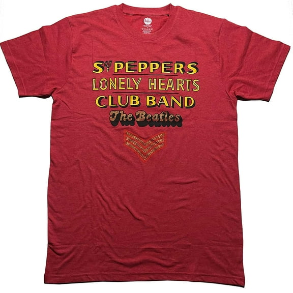 The Beatles Unisex T-Shirt Sgt Pepper Stacked (Diamante) (Small)
