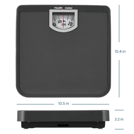 HEALTH O METER COMPACT DIAL BATHROOM SCALE, 330 LB. CAPACITY, STURDY METAL PLATFORM
