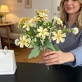 thumbnail image 5 of Artificial Daisies Bouquet with Accents, Faux Flower Vase Arrangement for Coffee Table Living Room Farmhouse Shelf Decor, Yellow, Ccwuwei, 5 of 6