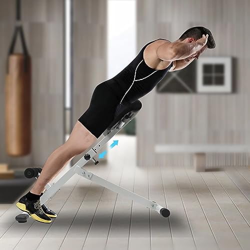 Hyperextension Bench with Adjustable Height and Back, Multi-functional Workout Bench, Back Extension Roman Chair