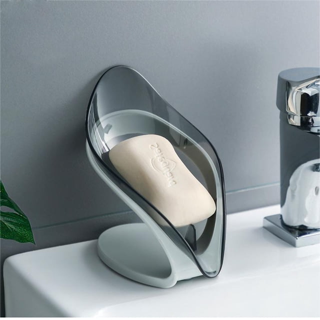 onlyliua Ofertas Del Día Por Tiempo Limitado Bandeja de Jabón Transparente En Forma de Hoja para Baño, Sin Perforaciones, Sin Drenaje, Rejilla para Jabón de Tocador, Caja de Jabón En Forma de Hoja