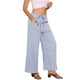 thumbnail image 4 of Pantalones anchos casuales para mujer INSPIRE CHIC con cintura elástica ajustable y nudos, con bolsillos, tamaño S, color azul, 4 of 6