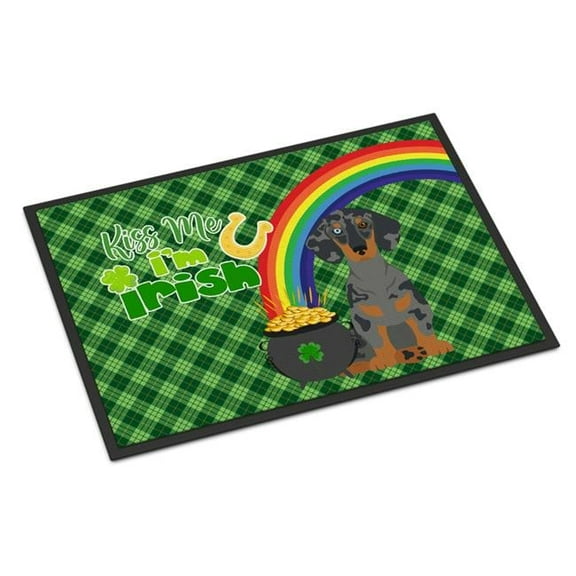 Black Dapple Dachshund St. Patrick's Day Indoor or Outdoor Mat 24x36 36 in x 24 in