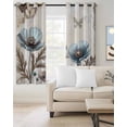 thumbnail image 2 of Vintage Poppy Butterfly Blackout Curtains for Bedroom Living Room, Blue Flowers Plant 39 In Long Thermal Insulated Room Darkening Drapes Grommet Window Treatments, 27.5 x 39 In, 2 of 9
