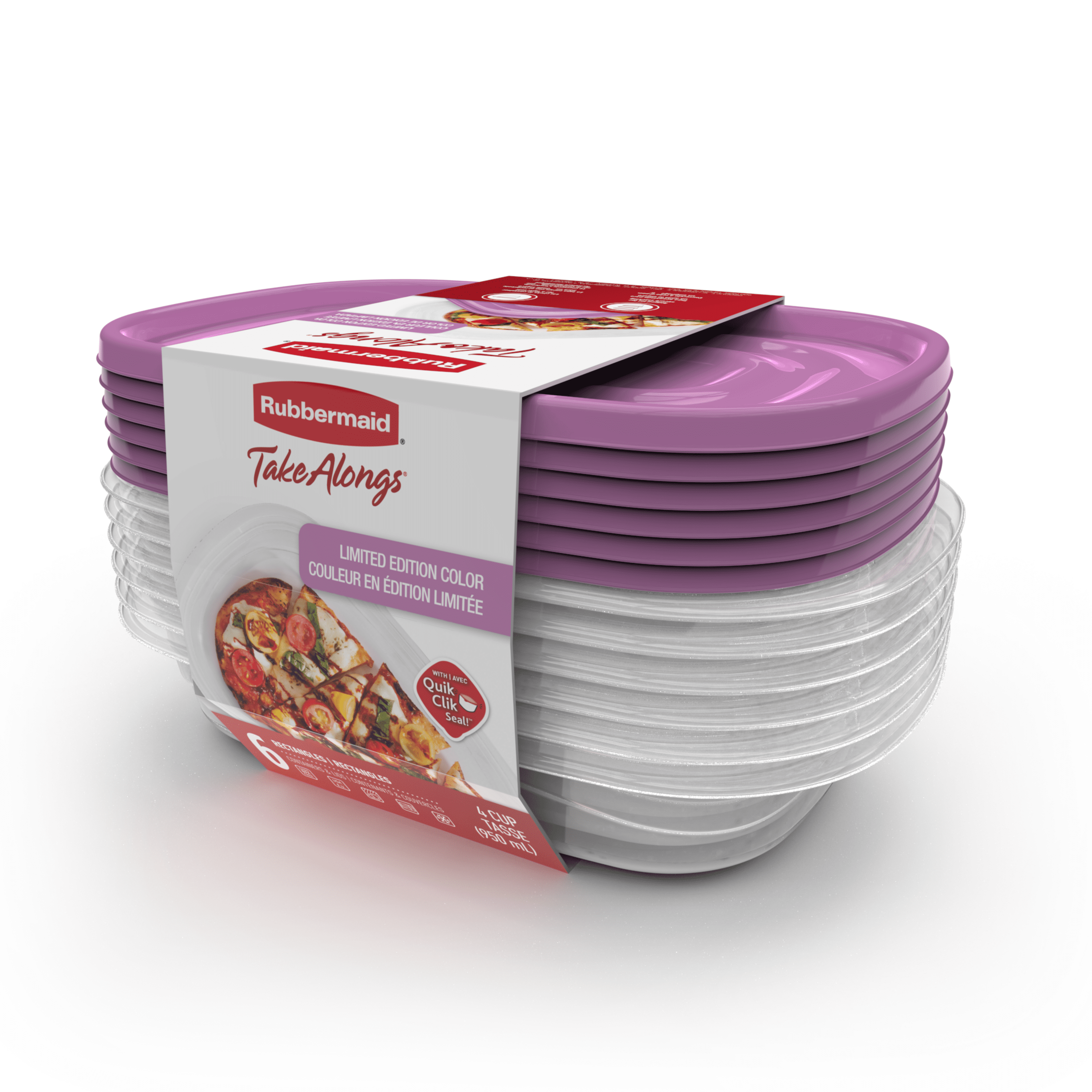 Rubbermaid TakeAlongs 6.2-Cup Round Food Storage Containers,  Special-Edition Orchid Purple, 6-Pack 