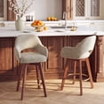 thumbnail image 6 of AFO 26" Upholstered Counter Height Bar Stools Set of 2, Modern Swivel Bar Stool with Armrests & Solid Wood Legs, Mid Century Barstool Island Chairs for Kitchen Island Dining Room, Camel, 6 of 12