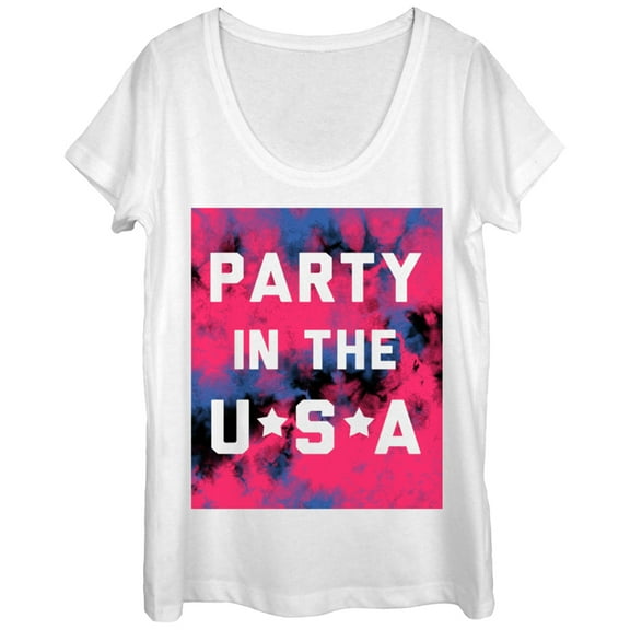 Women's Lost Gods Fourth of July  Party in the USA  Scoop Neck White Medium