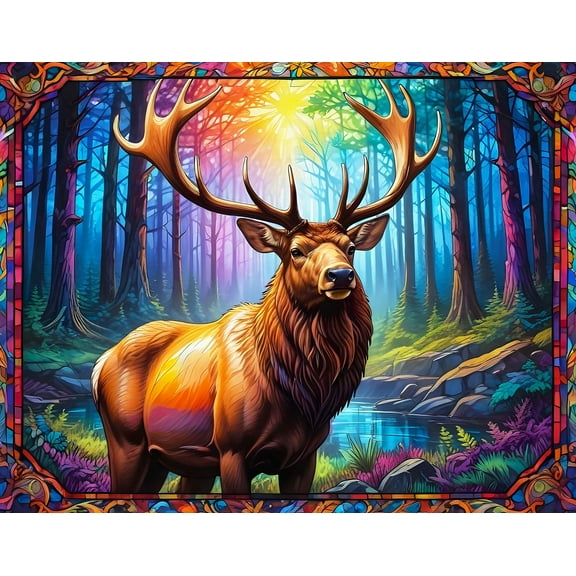 Springbok 1000 Piece Stained Glass Elk Jigsaw Puzzle for Adults  - Made in USA
