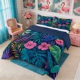 thumbnail image 3 of Manfei Tropical Floral Leaves Queen Comforter Set 3 Pieces,Botanical Plants Comforter Sets Queen,1 Comforter and 2 Pillowcases,Reversible, 3 of 6