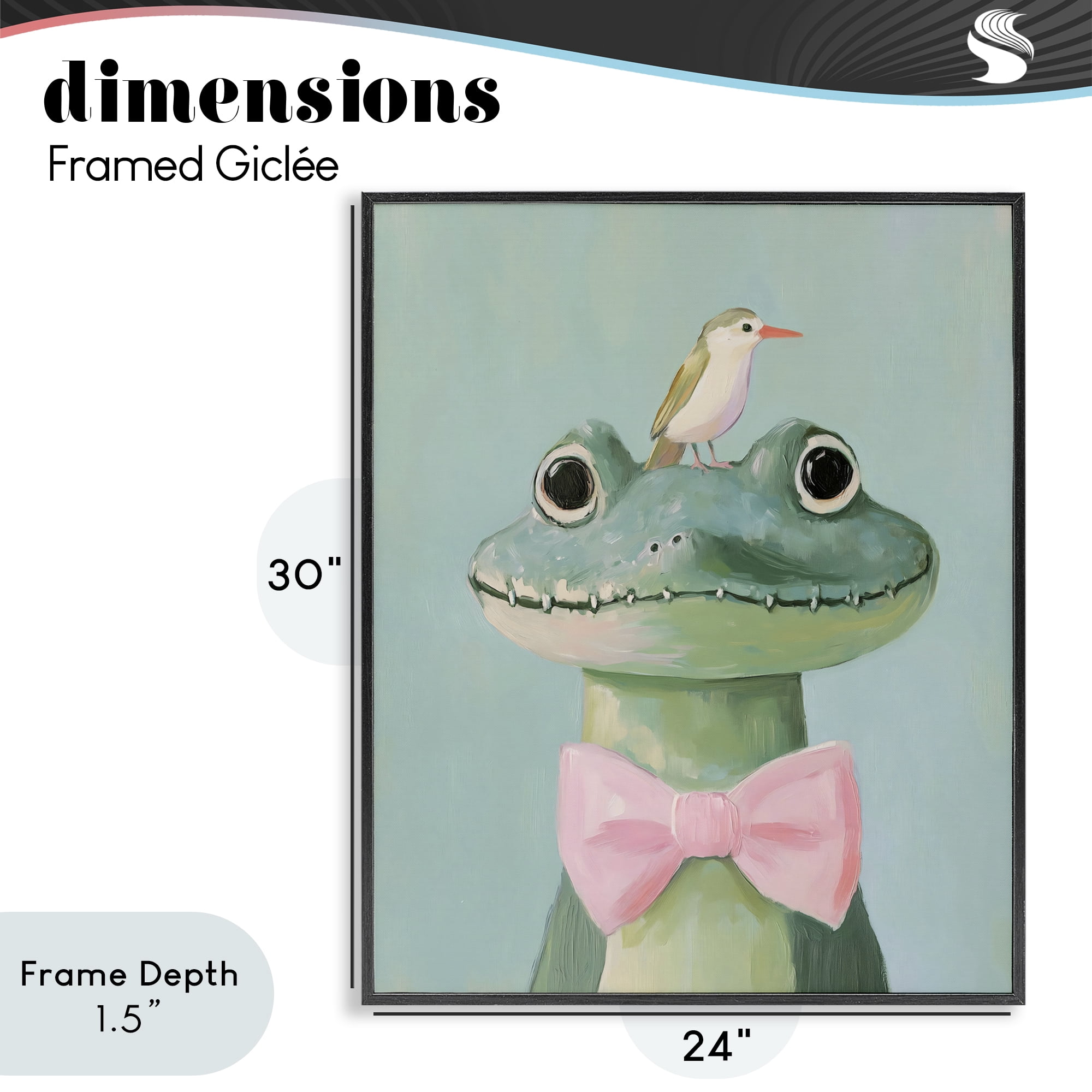 Stupell Industries Crocodile & Bird with Bowtie Black Framed Giclee Art, design by The Prints Vibe
