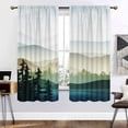 thumbnail image 3 of Misty Forest Bedroom Blackout Curtains Nature Scenery Foggy Mountain Rustic Tree Print Thermal Insulating Window Curtain Panels for Bedroom with Rod Pocket W42 x L45 Inch, 3 of 5