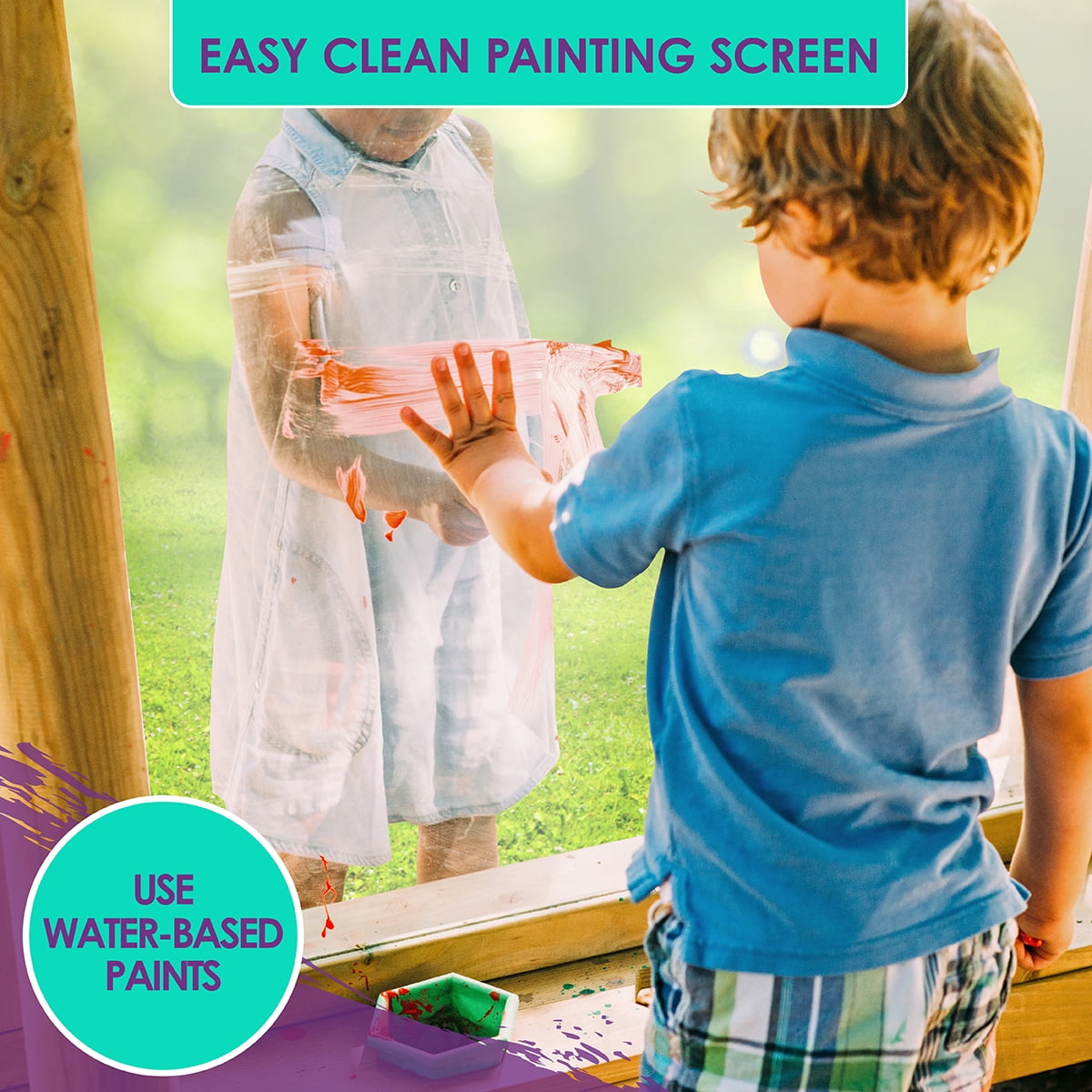 Plum Discovery Art Easel for Kids- Outdoor Wooden Painting Easels with Paint Brush and Accessories, Learning Toys for Toddlers, Wood Planter Box, Durable, Weatherproof, Ages 3+ Years Up