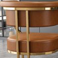 thumbnail image 6 of Set of 2 Brown PU Dining Chairs With Gold Iron Frame for Dining Room, 6 of 8