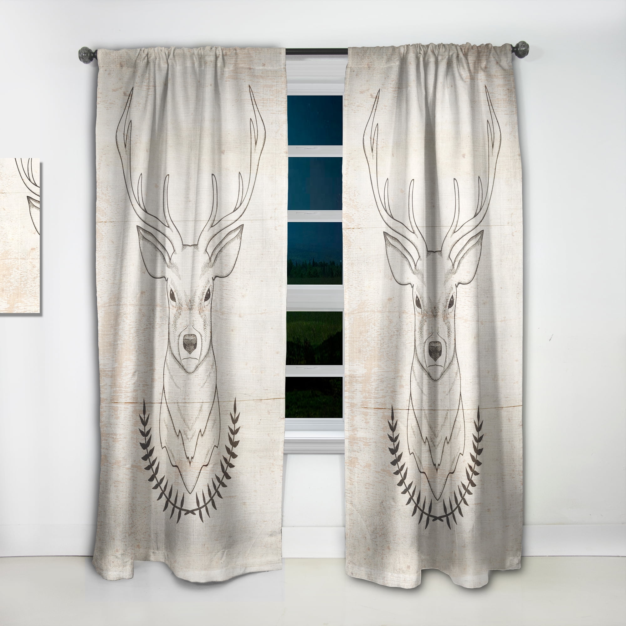 Designart 'Beautiful and Wild Deer V' Farmhouse Curtain Panel