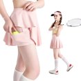 thumbnail image 5 of Kids Girls Tennis Skirts with Built-in Shorts Casual High Waist Ruffle A-line Skorts with Pockets, Workout Sports Running Skorts for Girls 5-6 Years, 5 of 5