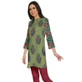 thumbnail image 2 of Moomaya Printed Indian Short Kurti Dress Poly Crepe Tunic Close Collar Mini Dress, 2 of 5