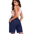 thumbnail image 4 of 9" 10" Inseam Hiking Cargo Shorts Womens 6 Pockets Pull on Bermuda Shorts Lightweight Quick Dry Outdoor Workout Running Athletic Short Summer Travel Loose Navy 2XL, 4 of 6