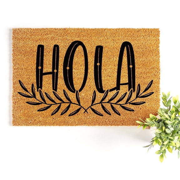 Doormat Hola Welcome Mat Front Door Closing Gift Porch Decor Boho Dec (18" x 30") #5951