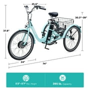 Viribus MC 350 Electric Tricycle for Adults, 24 7-Speed Folding Electric Tricycle with 350W Motor 36V 13Ah Battery Blue,Certified to UL 2849 by SGS
