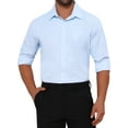 thumbnail image 1 of Camisas de vestir de rayas edición INSPIRE CHIC para hombres, de manga larga, con botones, en blanco y azul, 1 of 5