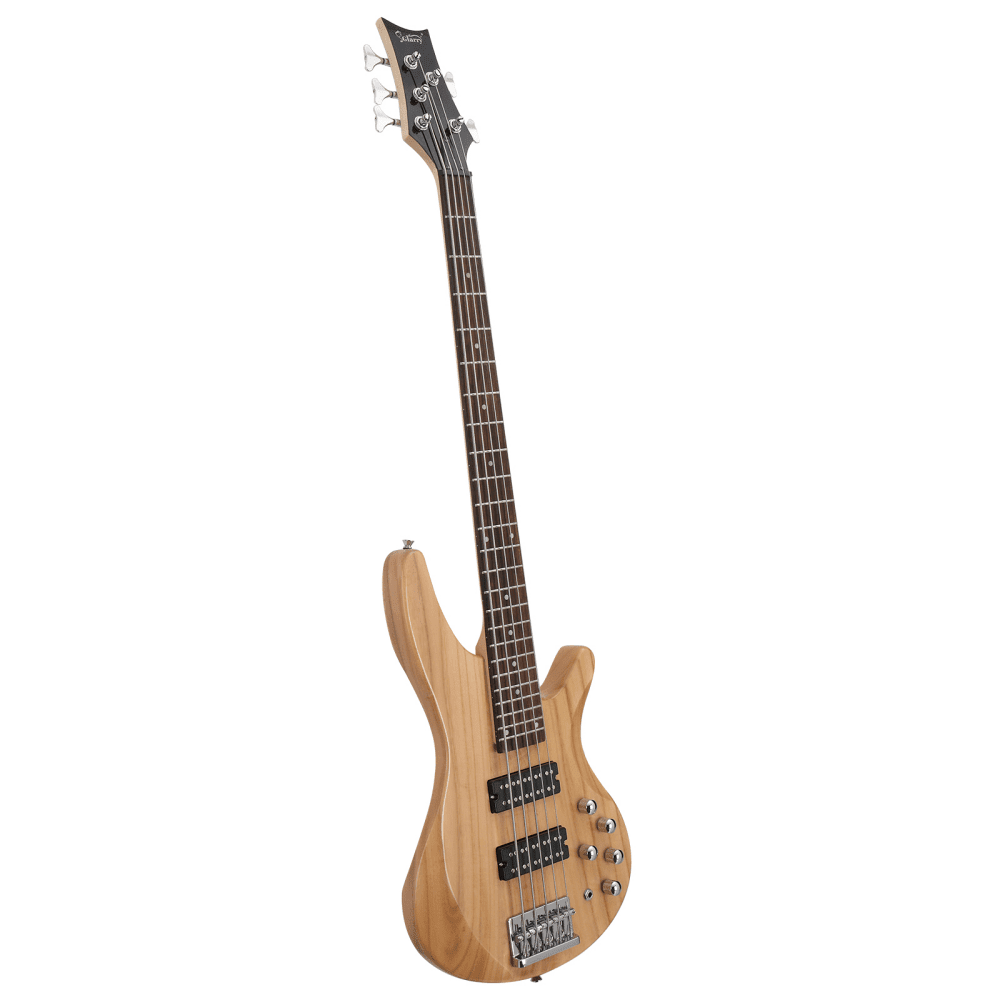 Tcbosik Electric Bass Guitar, 5 String Beginner Starter Kit with Accessories, Including Bag, Strap, Amp Wire, Plectrum and Wrench Tool for Adults, Burlywood