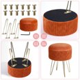 thumbnail image 5 of Velvet Round Storage Ottoman, Modern Foot Stool Vanity Stool with Metal Legs & Tray Top Coffee Table, Ottoman with Storage for Living Room Bedroom (Pumpkin), 5 of 7