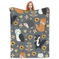 thumbnail image 5 of LNWH Cartoon Fox Owl Hedgehog Tree Pattern Throw Blanket, Flannel Sofa Blankets for All Seasons, 40"x30", 5 of 8