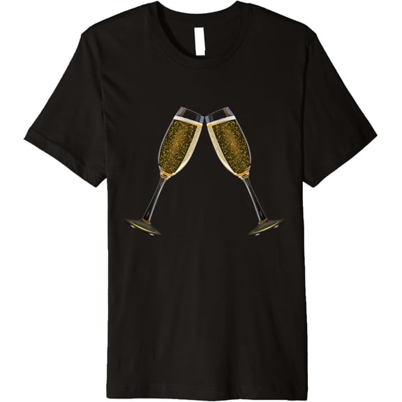 Celebrate Clinking Glasses of Champagne Premium T-Shirt men and women can wear, black, white, gifts
