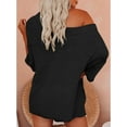 thumbnail image 4 of 2 PCS Off Shoulder Women's Outfits Sweater Sets Knit Top Shorts Matching Suits Cute Pajama Lounge Set, 4 of 7