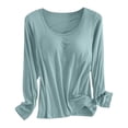 thumbnail image 1 of Built In Bra T Shirt For Womens Padded Long Sleeve Tops Active Blouses Soft Pajama Casual Shirts For Workout, 1 of 5