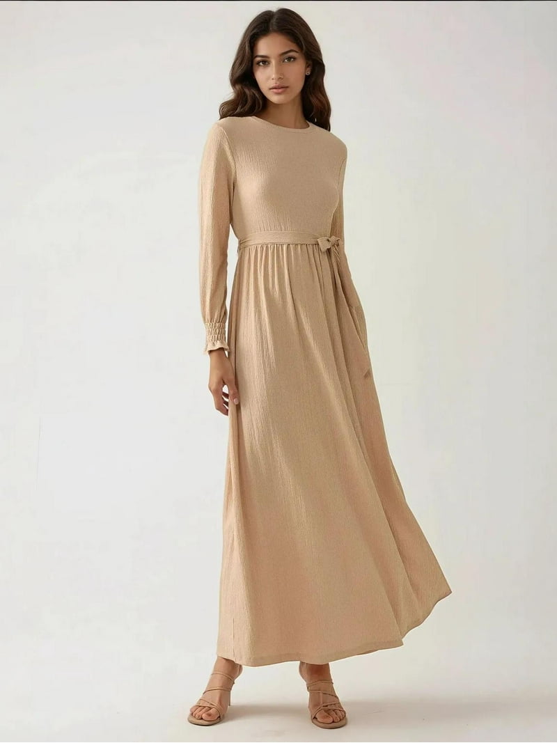 Textured Crew Neck Maxi Dress - Walmart.com