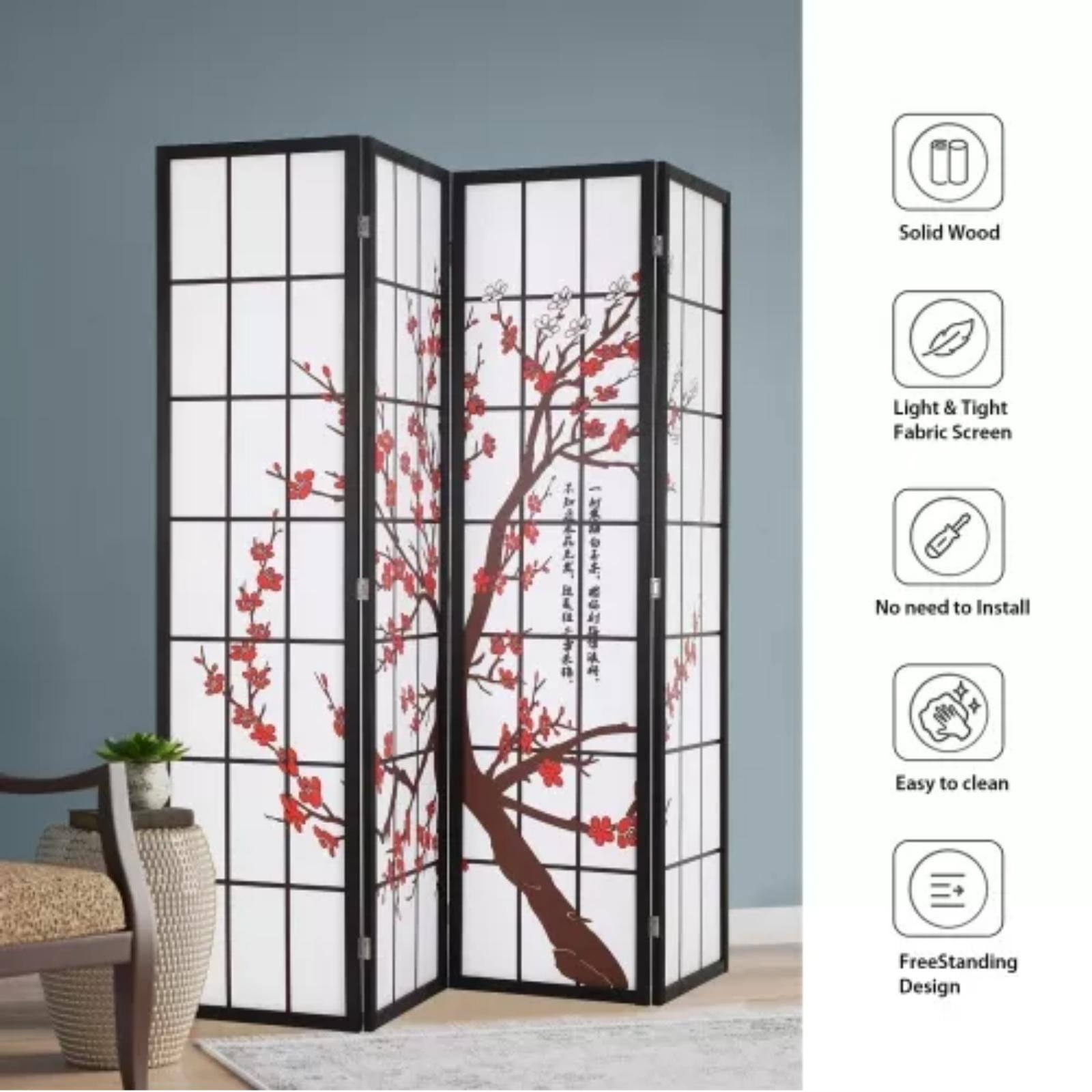 NiamVelo 4 Panel Room Dividers 6Ft Folding Privacy Screens Portable Room Partition , Freestanding Tall Room Divider, White