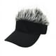 thumbnail image 2 of Zhuge Sombrero para el sol novedoso con peluca con visera, gorra de béisbol ajustable (negro + gris plateado), 2 of 4