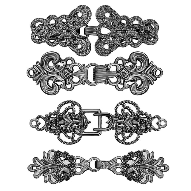 4 piezas suéter chal clips clips sujetadores decorativo hueco cardigan cuello Negro