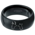 thumbnail image 2 of Tungsten Deer Staring Doe Love Engraved Band Ring 8mm Men Women Comfort Fit Black Dome Polished, 2 of 4